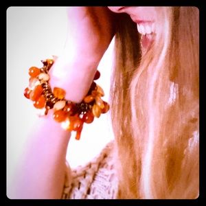Genuine Amber & stone VTG bracelet 1970’s